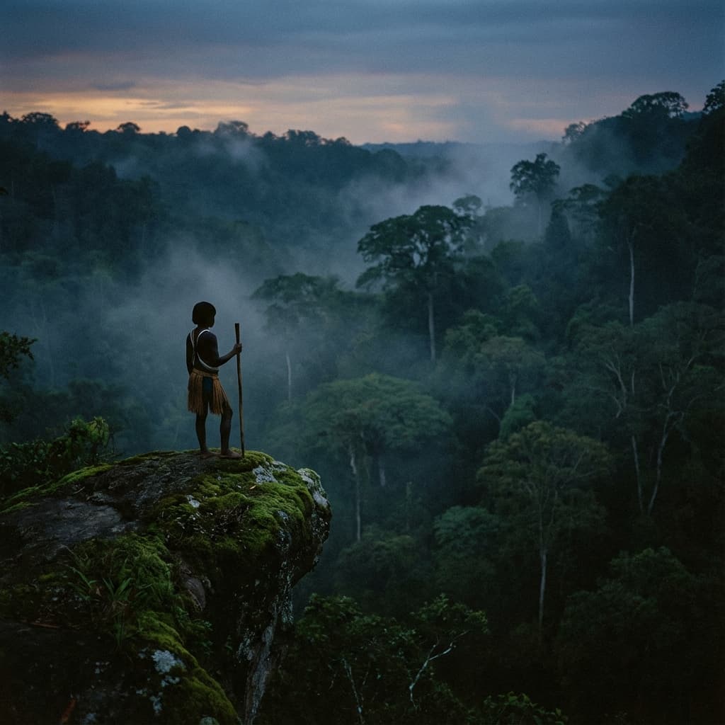 Tribal Guardian overlooking forest